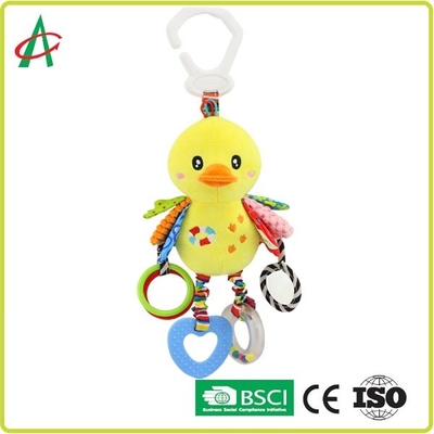 Duck Baby Plush Rattle amarelo 8x25cm para meninas e meninos
