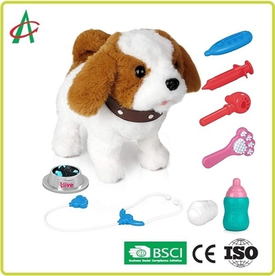 9,8&quot; canto de passeio enchido interativo do descascamento do cachorrinho