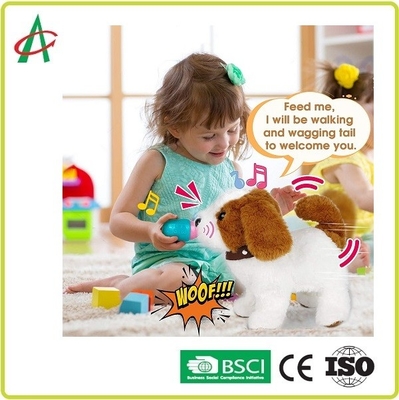 9,8&quot; canto de passeio enchido interativo do descascamento do cachorrinho