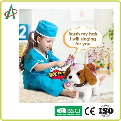 9,8&quot; canto de passeio enchido interativo do descascamento do cachorrinho