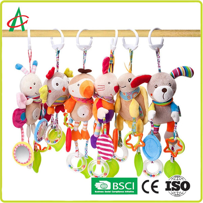 bichos de pelúcia seguros da ucha de 21*10cm, brinquedos de suspensão do chocalho do bebê EN71