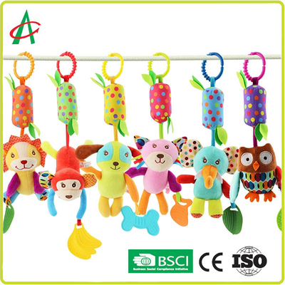 bichos de pelúcia seguros da ucha de 21*10cm, brinquedos de suspensão do chocalho do bebê EN71