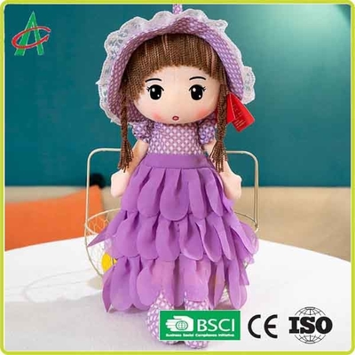Vestido roxo bonito e boneca de pano branca e cor-de-rosa do luxuoso das saias com tampão 12 polegadas