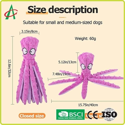 Brinquedos indestrutíveis do cão do luxuoso dos bens feitos sob encomenda do polvo com Squeakers