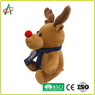 Bicho de pelúcia vermelho alto da rena do nariz de CPSC 20cm com camisa e lenço de T